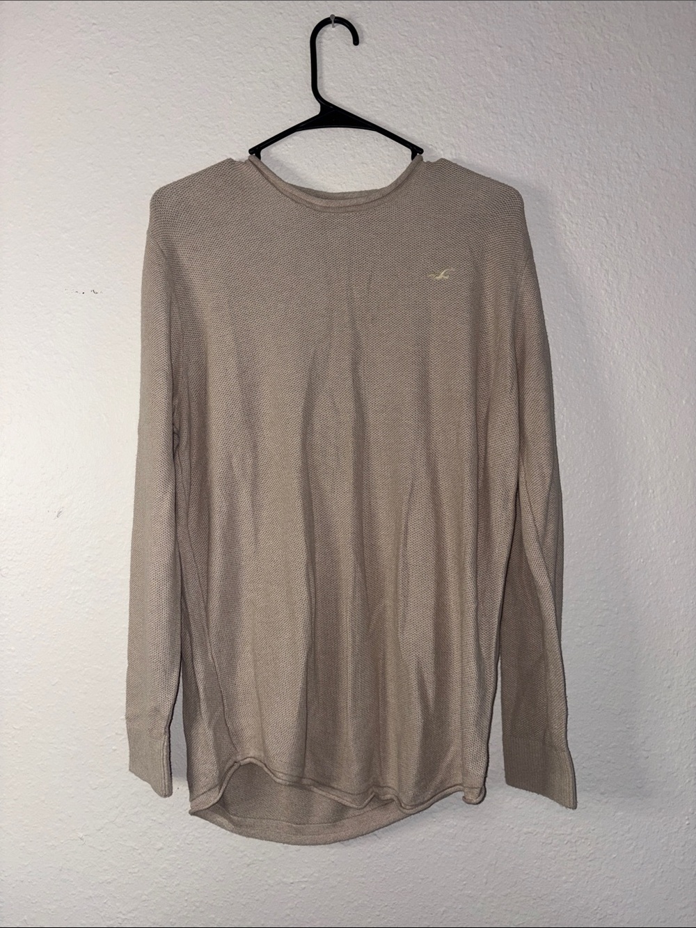 Hollister Beige Knit Sweater with Navy Label